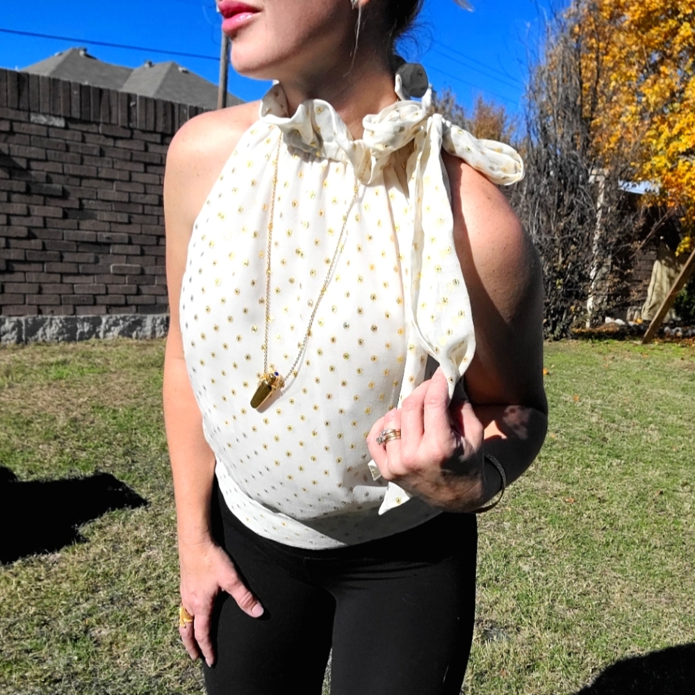 ECCOCI gold polka-dot  silk blouse - Picture 4 of 7